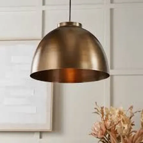 BOXED HARLEM ANTIQUE BRASS DOMED METAL PENDANT