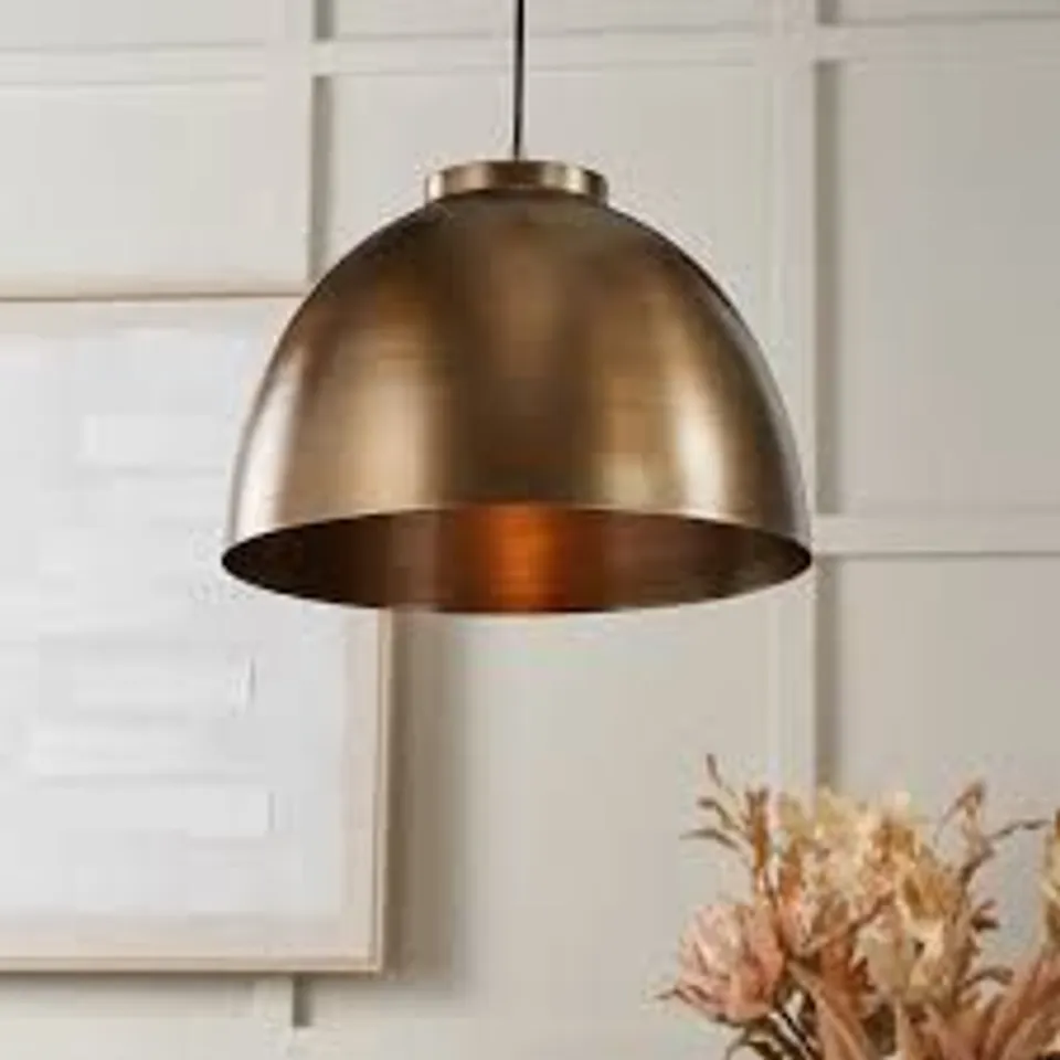 BOXED HARLEM ANTIQUE BRASS DOMED METAL PENDANT