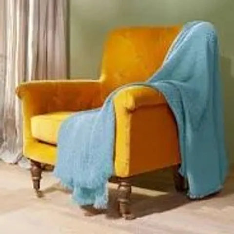 COZEE HOME LIGHTWEIGHT TEXTURED THROW WITH FRINGE DETAIL - DUCK EGG