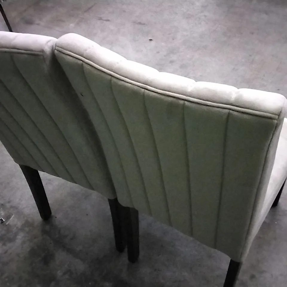 SET OF 2 PLUSH MINK FABRIC DINING CHAIRS WITH WOODEN LEGS