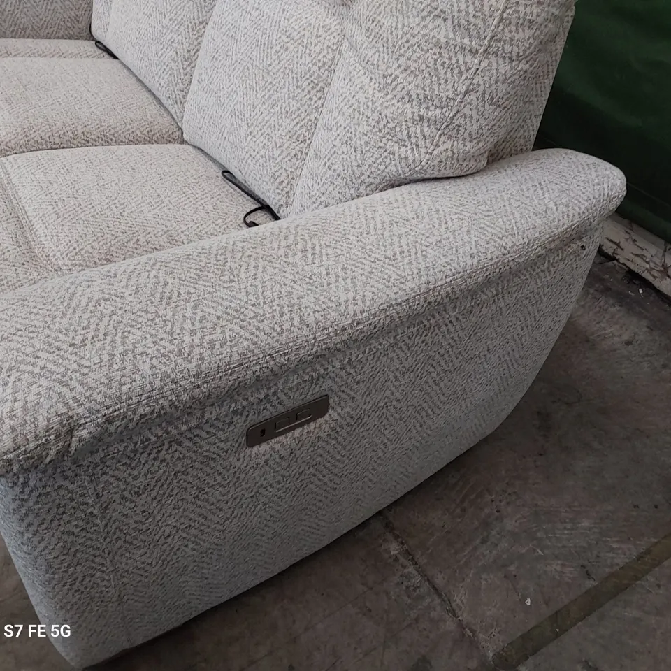 QUALITY BRITISH DESIGNER G PLAN ELLIOT POWER RECLINING TWO SEATER SOFA PINNACLE MIST FABRIC 