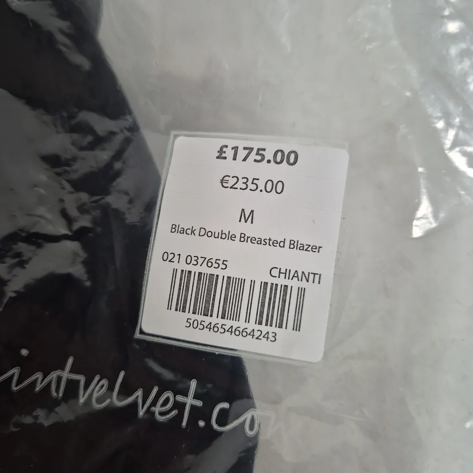 BAGGED MINT VELVET BLACK DOUBLE BREASTED BLAZER – UK SIZE M