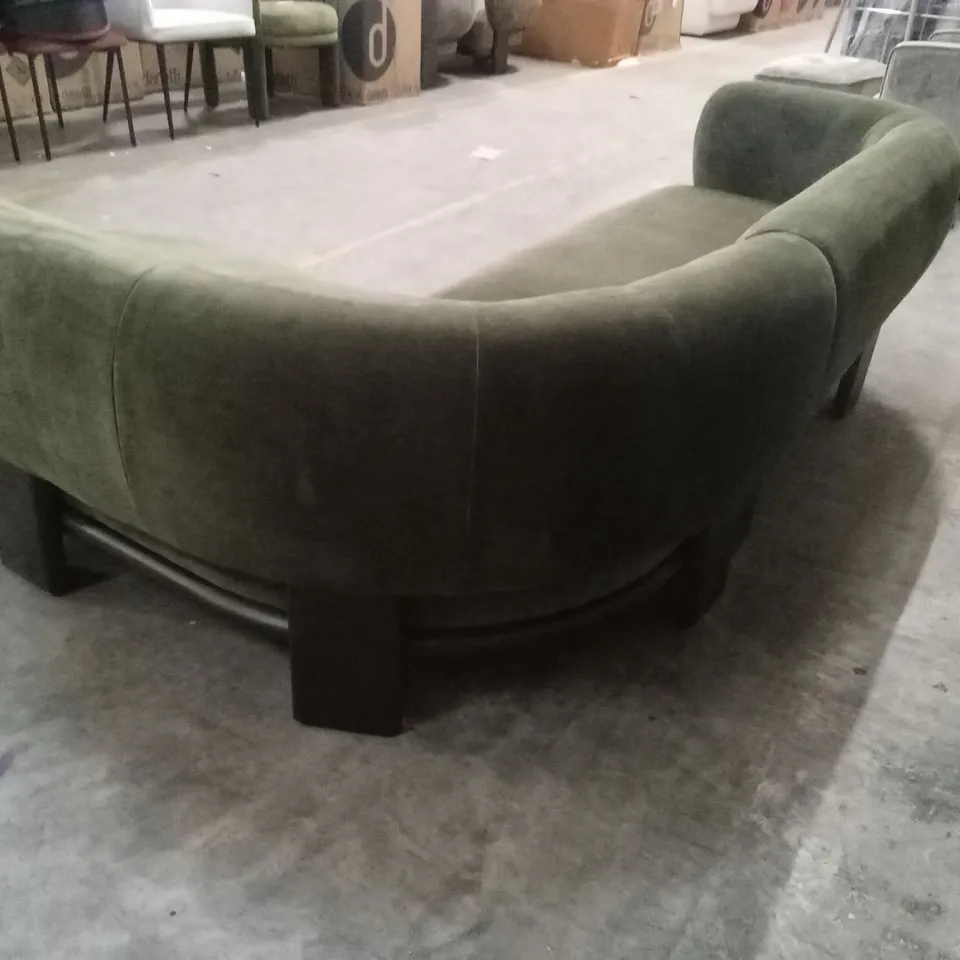 DANETTI FLORENCE OLIVE GREEN FABRIC WITH DARK WOOD RIGHT HAND FACING CHAISE SOFA RRP £1999