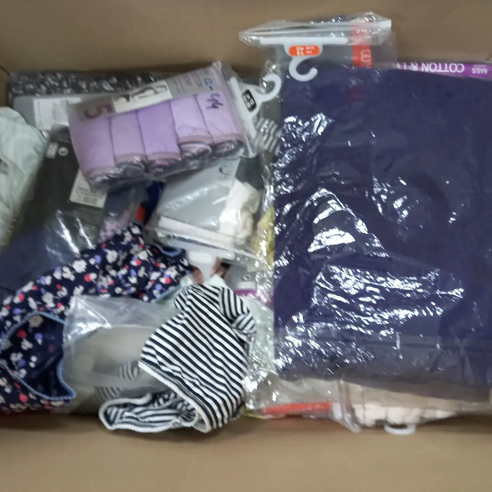 APPROXIMATELY 16 ASSORTED CLOTHING ITEMS TO INCLUDE DRESS, COTTON LYCRA LINGERIE, SWEATERS, ETC