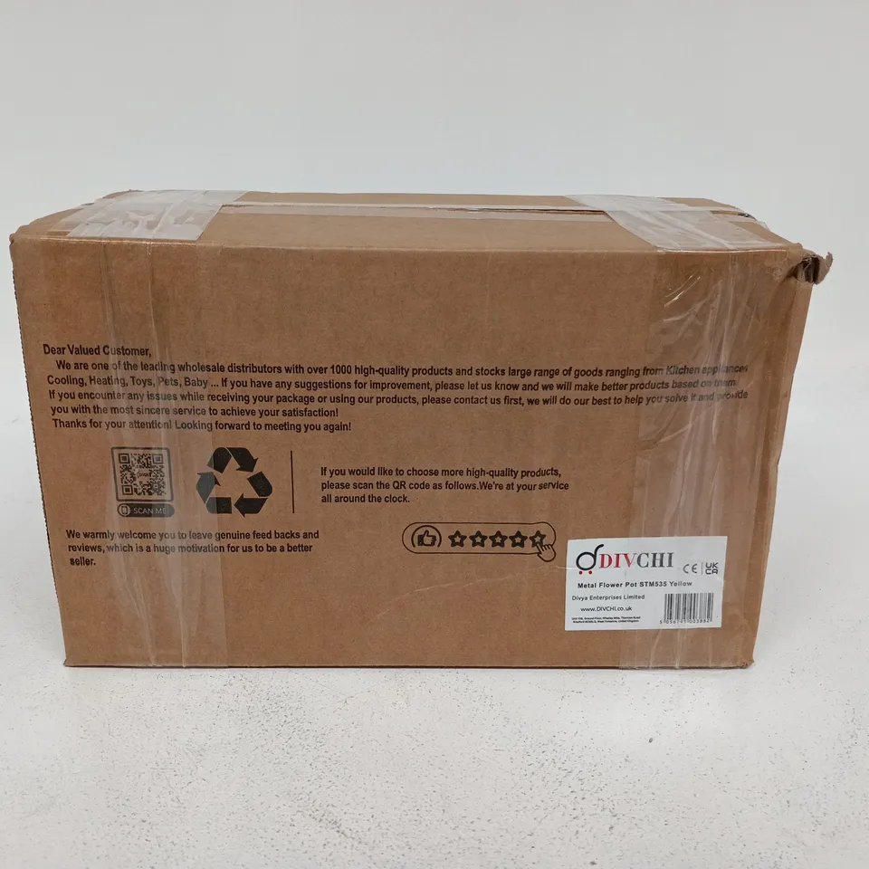 DIV CHI METAL FLOWER POT YELLOW STM535 BOXED