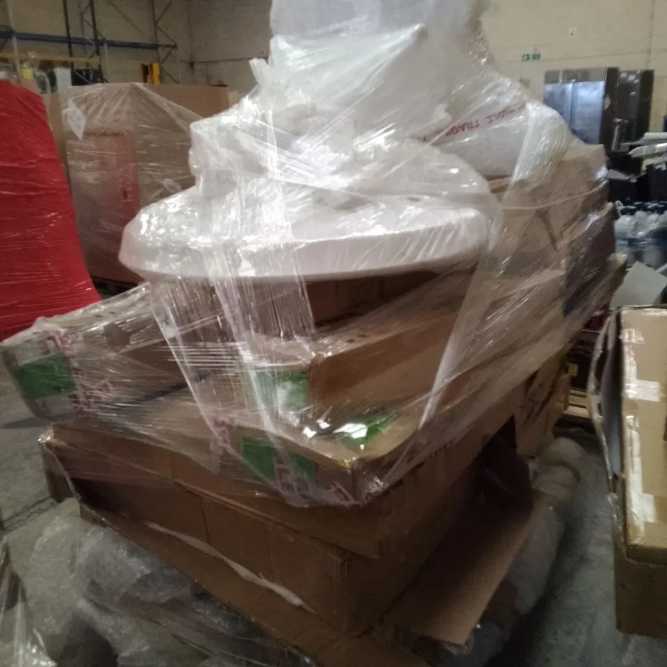 PALLET OF ASSORTED FLAT PACK DINING TABLE PARTS 