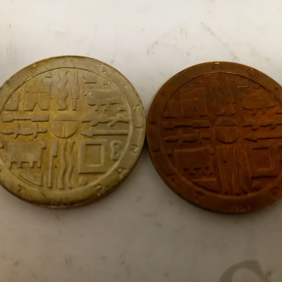 PAIR OF URUGUARY MIL PESOS 1969 COINS