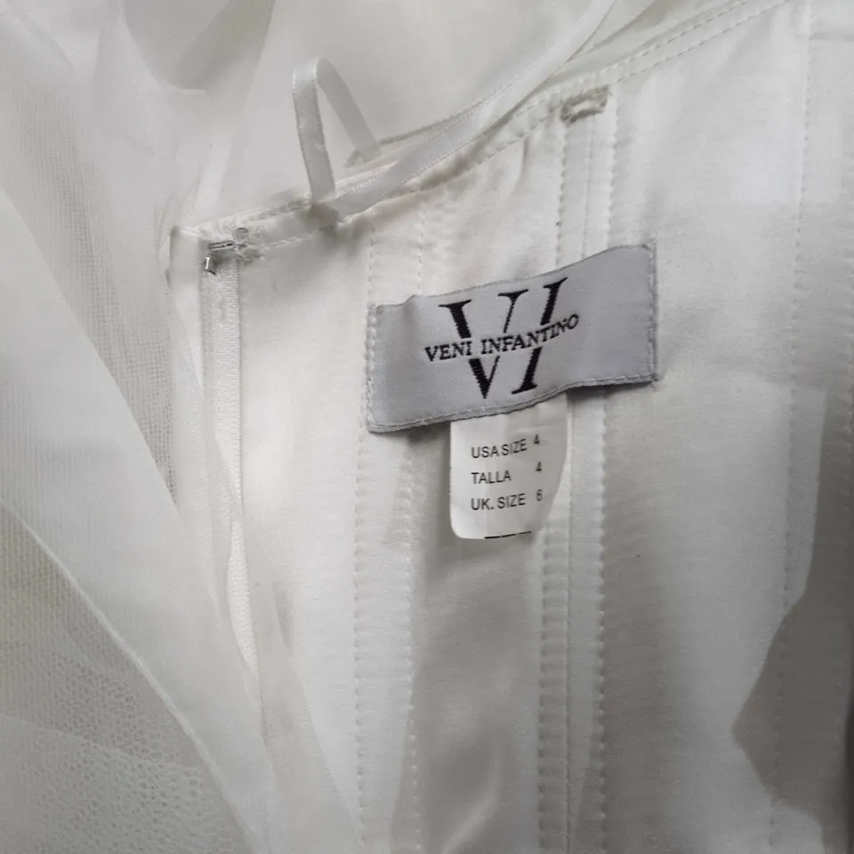 VENI INFANTINO WEDDING DRESS, WHITE, STRAPLESS – UK SIZE 6