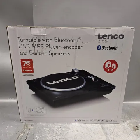 BOXED LENCO TURNTABLE WITH BLUETOOTH AND BUILT IN SPEAKERS - LS-55BK