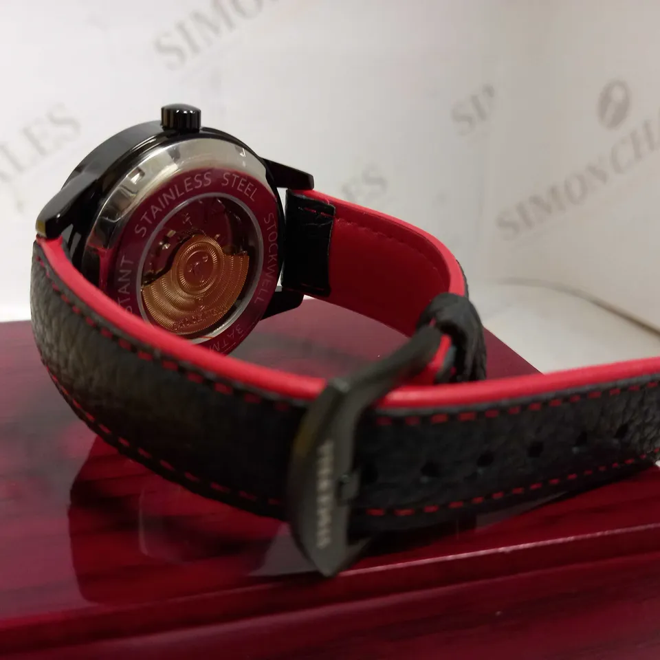 STOCKWELL SKELETON DIAL LEATHER STRAP WRISTWATCH RRP £650