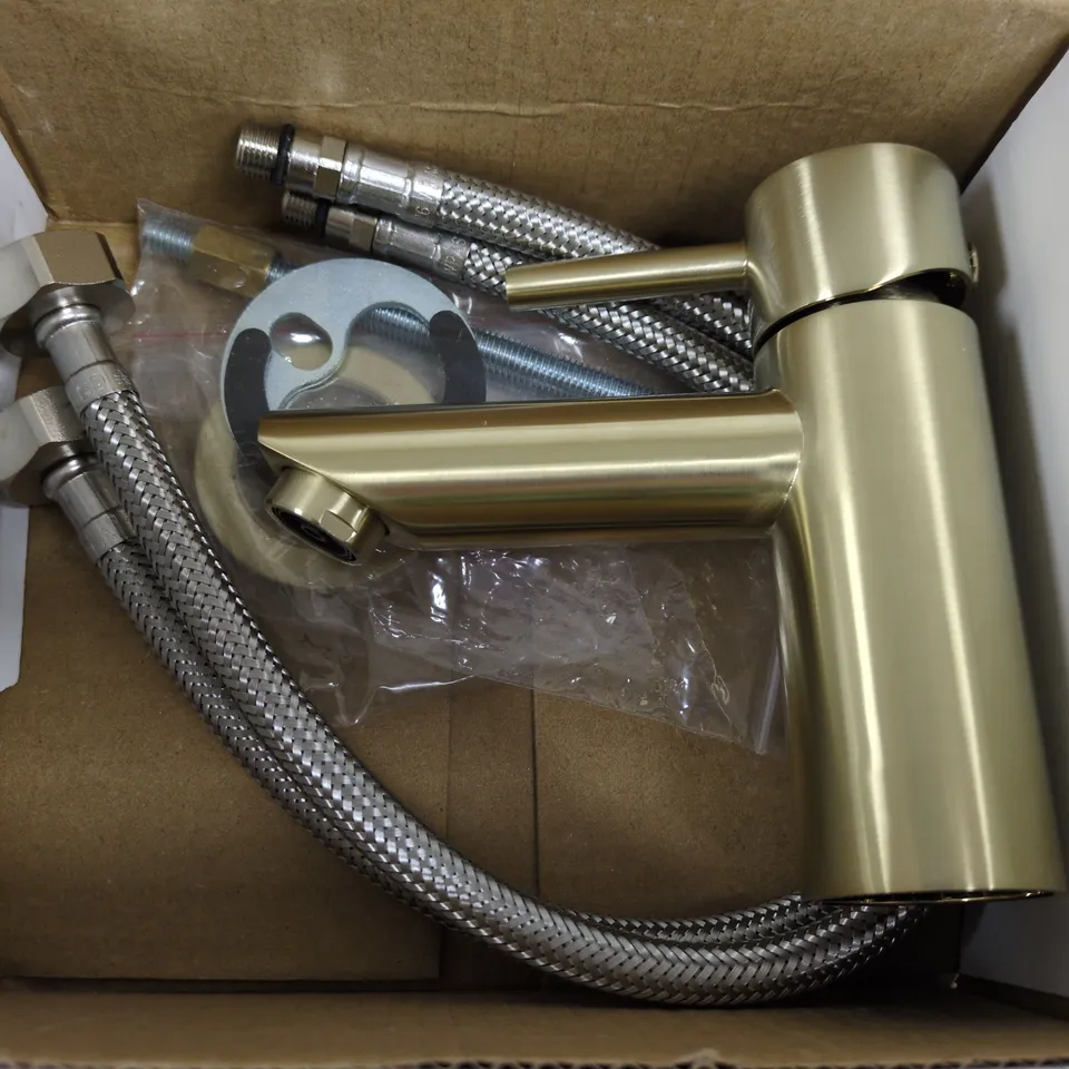 BOXED MINI MONO BASIN MIXER BRUSHED BRASS (160371)