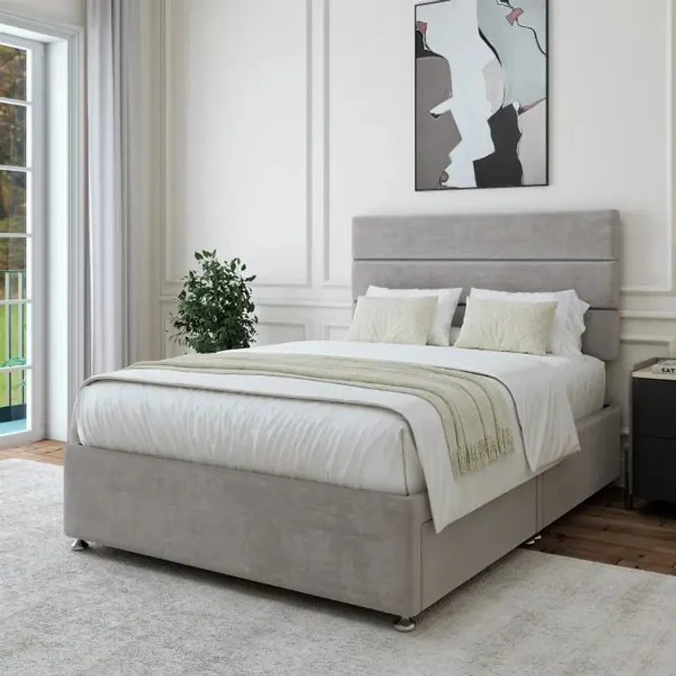 BAGGED BEDMASTER PLUSH CHENILLE UNIVERSAL 2 DRAWER DIVAN BASE - SINGLE, CHATEAU GREY (1 ITEM)