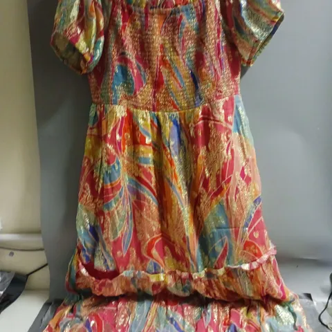 MONSOON LADIES MAXI DRESS MULTI COLOURED WITH SPARKLY DETAIL SIZE 16