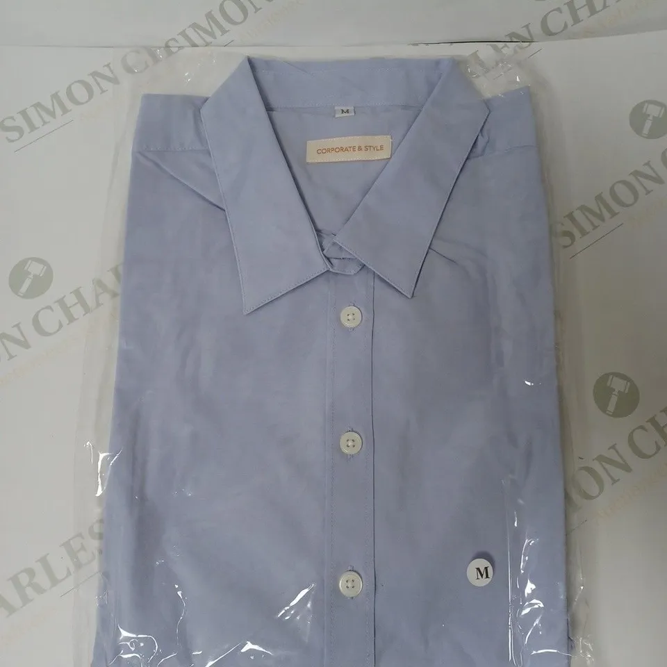 SEALED SET OF 10 BRAND NEW CORPORATIVE STYLE BLUE WOMENS SHIRT- MEDIUM