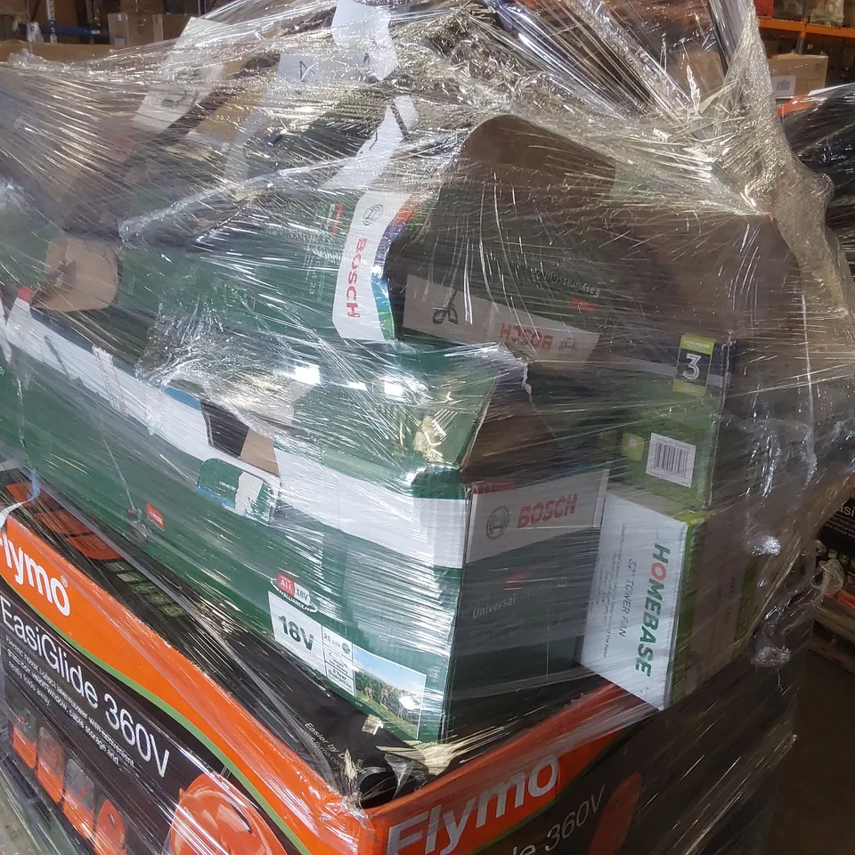 PALLET CONTAINING A LARGE QUANTITY OF ASSORTED UNCHECKED LAWN MOWERS AND OTHER ASSORTED PRODUCTS 