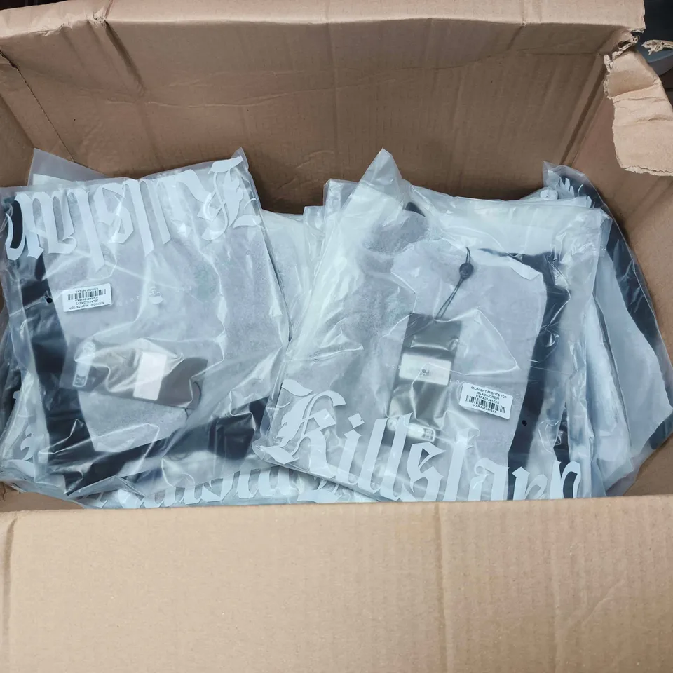 LOT OF APPROXIMATELY 38 BRAND NEW KILLSTAR CLOTHING ITEMS TO INCLUDE DARK AURA CLOAKS AND MIDNIGHT MISFITS TOPS - VARIOUS SIZES