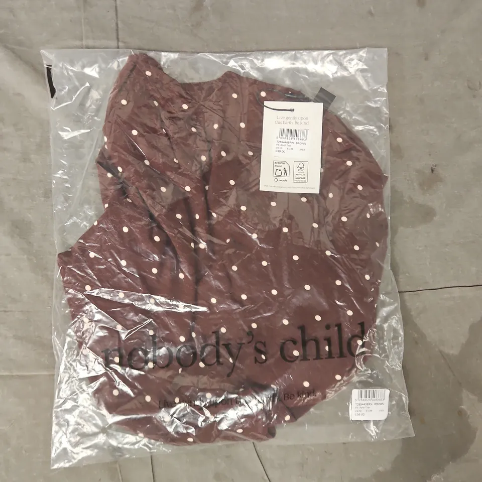 BAGGED NOBODY'S CHILD VE SPOT TOP IN BROWN SIZE UK 10