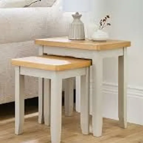 MALONE NEST OF TABLES IN GREY/OAK - COLLECTION ONLY