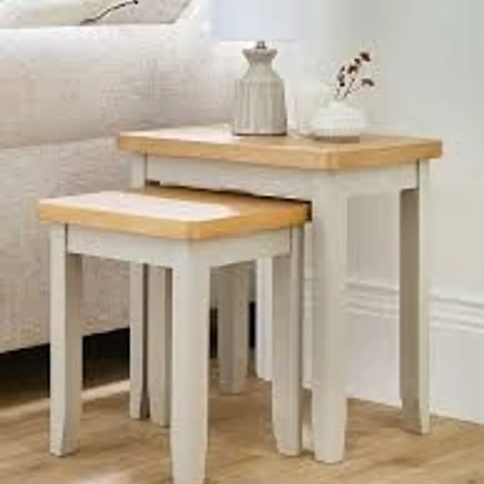 MALONE NEST OF TABLES IN GREY/OAK - COLLECTION ONLY