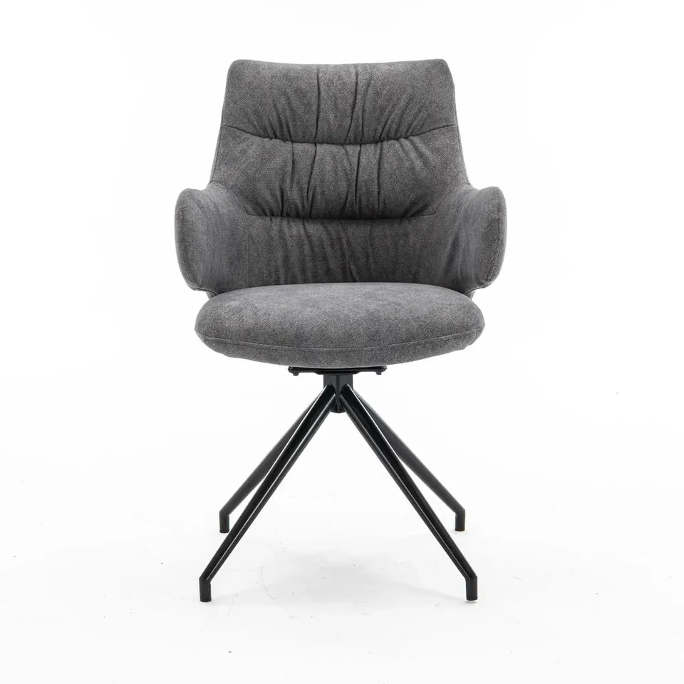 BOXED EVA VELVET DINING CHAIR WITH SPECIAL HIGH ARMS - GREY (1 BOX)