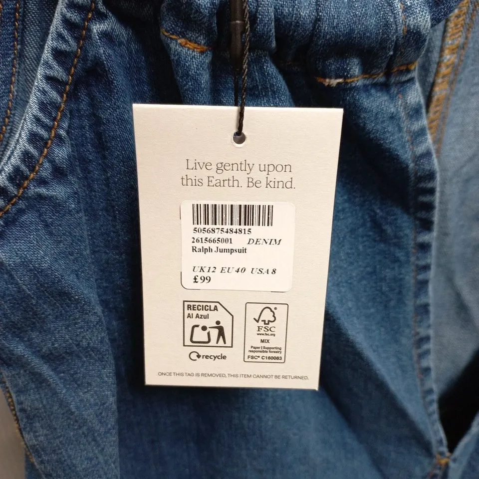 NOBODYS CHILD DENIM RALPH JUMPSUIT IN BLUE - UK 12