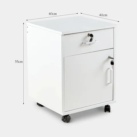 BOXED EDENE MOBILE FILING CABINET [1-DRAWER 1-DOOR] - WHITE