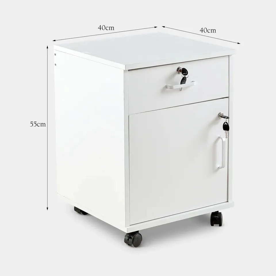 BOXED EDENE MOBILE FILING CABINET [1-DRAWER 1-DOOR] - WHITE