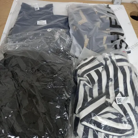BOX OF APPROX. 50 ASSORTED CLOTHING VARYING IN SIZE/COLOUR/STYLE TO INCLUDE:  TOPS, TROUSERS, JUMPERS