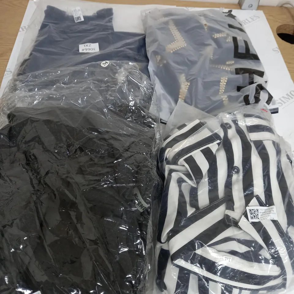 BOX OF APPROX. 50 ASSORTED CLOTHING VARYING IN SIZE/COLOUR/STYLE TO INCLUDE:  TOPS, TROUSERS, JUMPERS