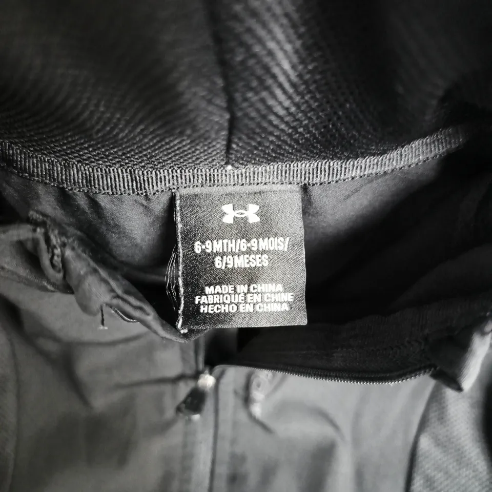 UNDER ARMOUR BABY JACKET, BLACK, HOODED, 6-9 MONTHS