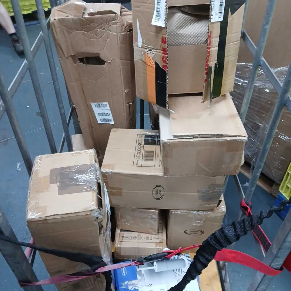 CAGE OF APPROXIMATELY 10 ASSORTED ITEMS TO INCLUDE - ENAMEL, TOILET ROLL STANDS, AND GARDEN DECOR ETC. - COLLECTION ONLY