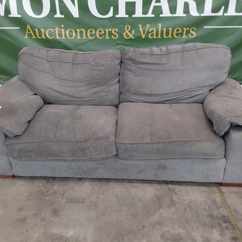 DESIGNER AYLESBURY THREE SEATER SOFA GREY FABRIC 