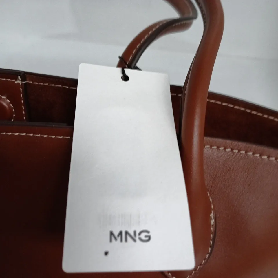 MNG (MANGO) WOMEN'S BROWN LEATHER HANDBAG – TOTE BAG