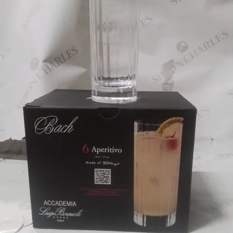 BOXED LUIGI BORMIOLI COCKTAIL GLASSES APPROXIMATELY 6