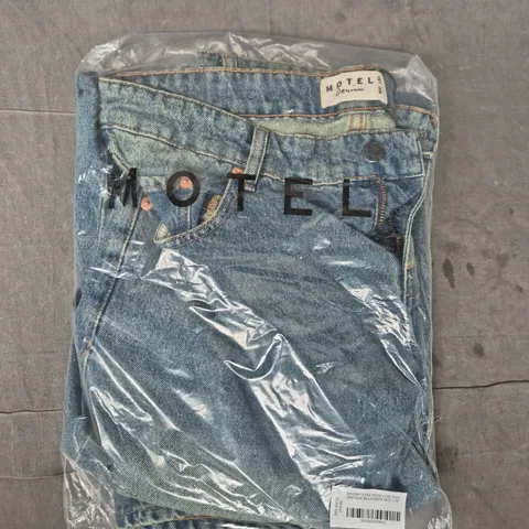 MOTEL JEANS – ROOMY XTRA WIDE LOW RISE, VINTAGE BLUGREEN, UK 32 (W32 L30)