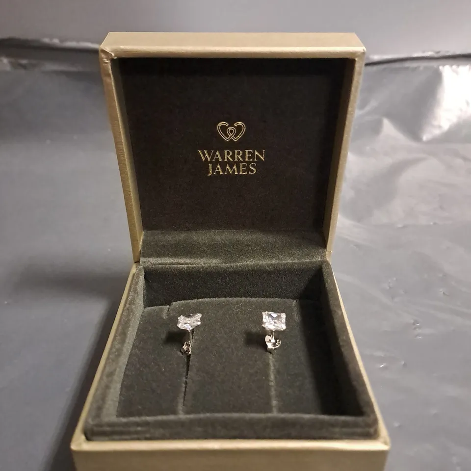 BOXED WARREN JAMES CRYSTAL STUD EARRINGS 