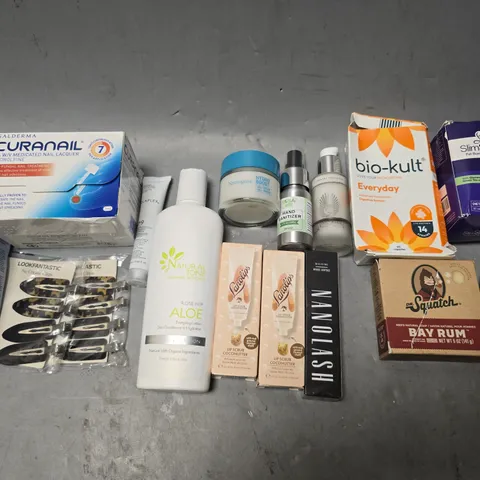 APPROXIMATEY 15 HEALTH AND BEAUTY PRODUCTS TO INCLUDE PEPTIDE CALM, SQUATCH BAY RUM SOAP, AND AVEENO KIDS SHAMPOO ETC. - COLLECTION ONLY