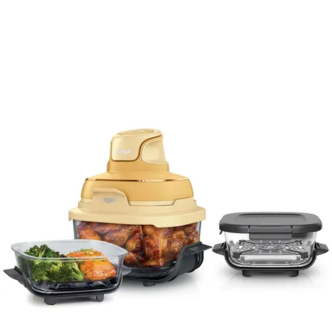 OUTLET NINJA CRISPI 4-IN-1 GLASS PORTABLE AIR FRYER 2X 1.4L CONTAINERS