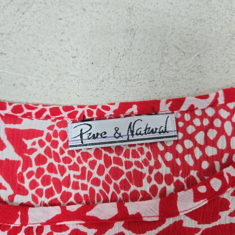 PURE & NATURAL RED ANIMAL-PRINT VISCOSE DRESS, UK SIZE S (SC16215)