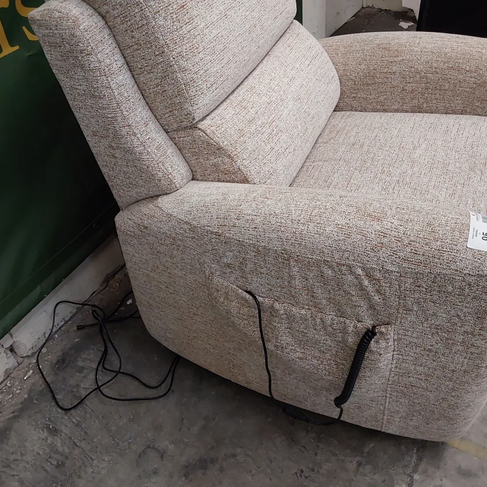 QUALITY BRITISH DESIGNER G PLAN HAMILTON POWER DUEL ELEVATE EASY CHAIR KAMPALA BEIGE FABRIC 