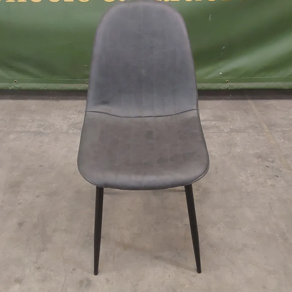 DESIGNER GREY LEATHER UPHOLSTERED DINING CHAIR 