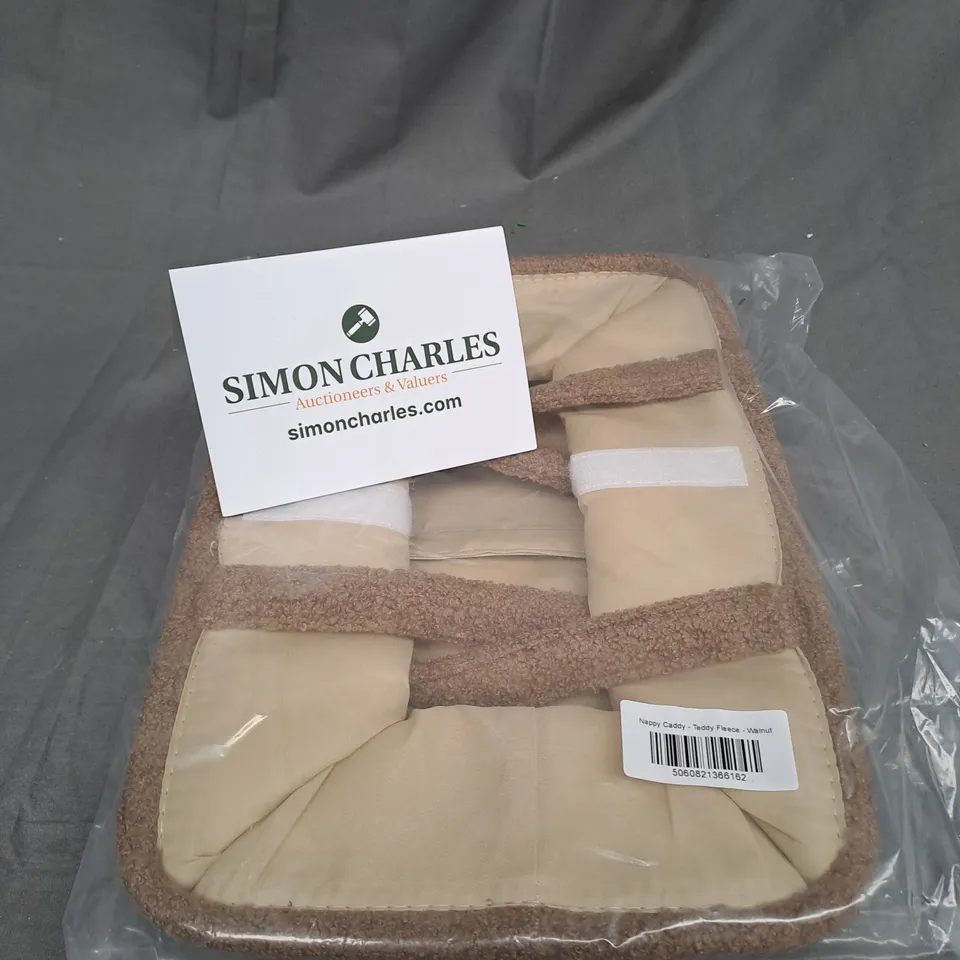 SEALED TEDDY FLEECE NAPPY CADDY IN WALNUT