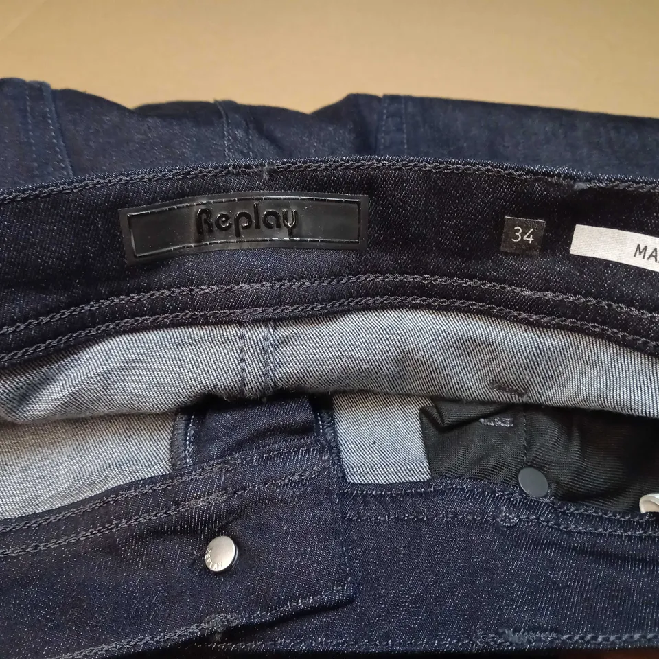 REPLAY TITANIUM DARK BLUE JEANS - SIZE W34R