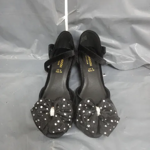 MONSOON CHILDREN DIAMANTE BOW DETAIL HEELS IN BLACK SIZE 2 OLDER