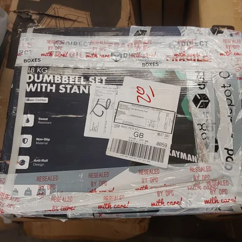 BOXED KAYMAN 18KG DUMBELL SET WITH STAND