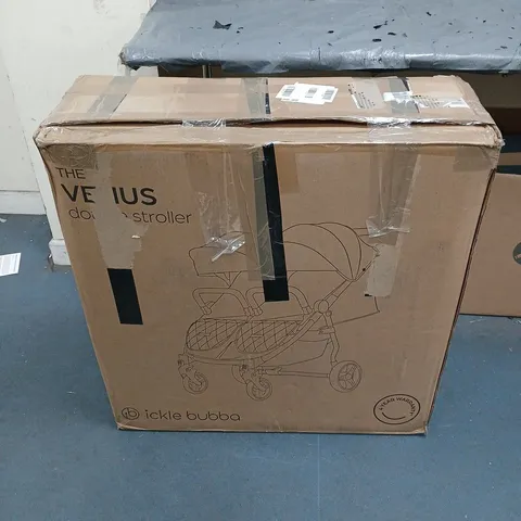 BOXED ICKLE BUBBA VENUS PRIME DOUBLE STROLLER - BLACK / TAN