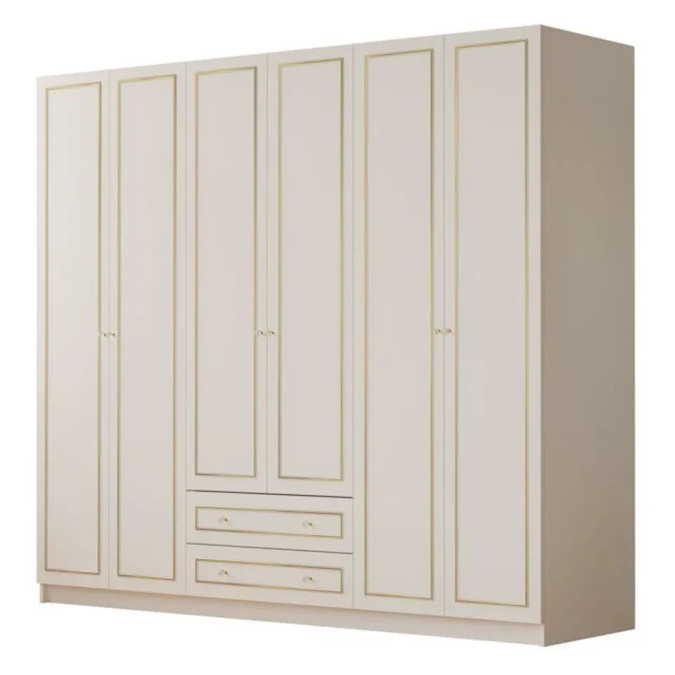 BOXED VANDUSEN 6 DOOR MANUFACTURED WOOD WARDROBE (5 BOXES)