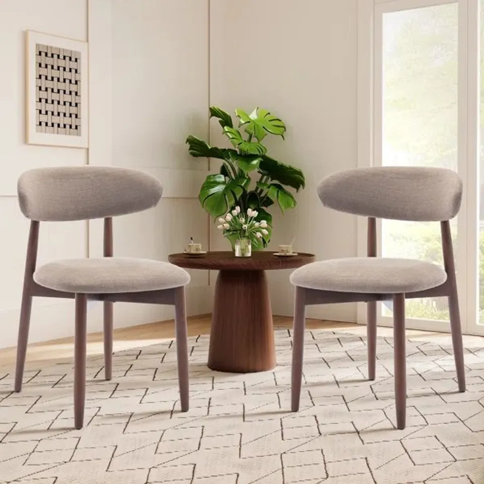 BOXED SOLID WOOD UPHOLSTERED DINING CHAIR - ERGONOMIC CURVED BACK