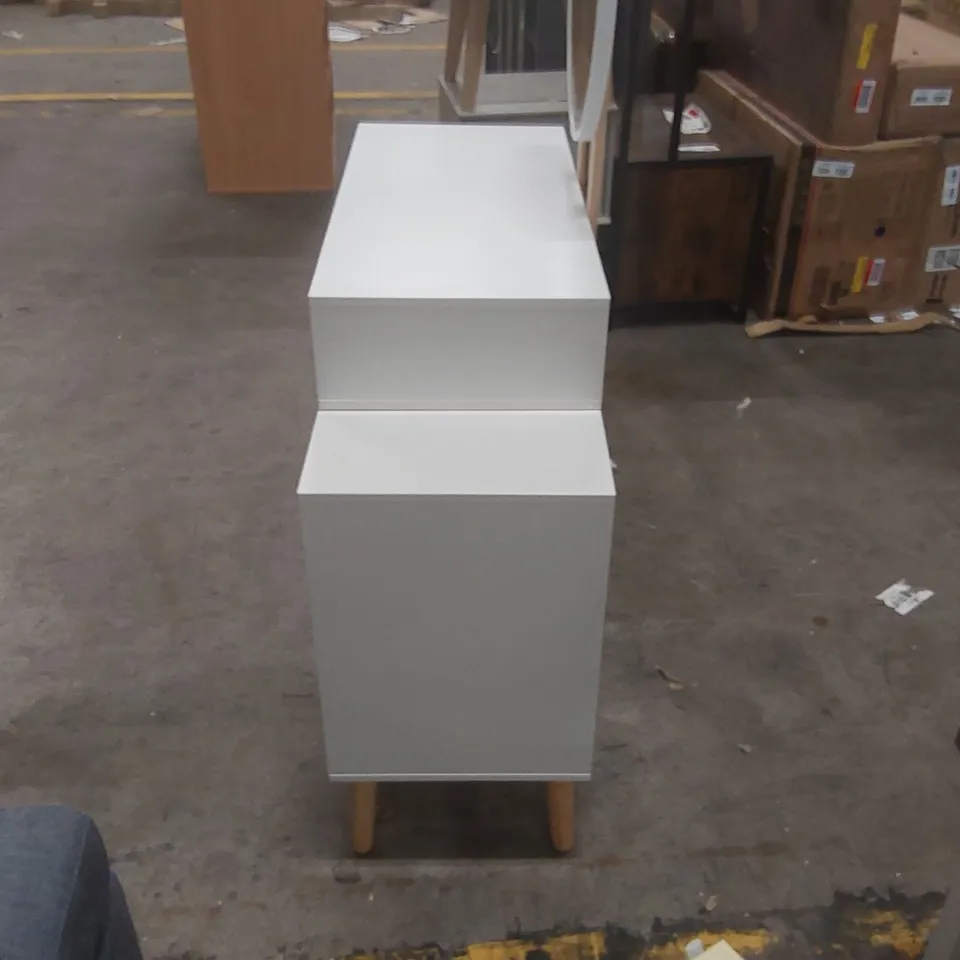 DRESSING TABLE WITH LED LIGHTED MIRROR, MAKEUP VANITY DESK WITH 2 DRAWERS CABINET, 70CM DESKTOP VANITY TABLE