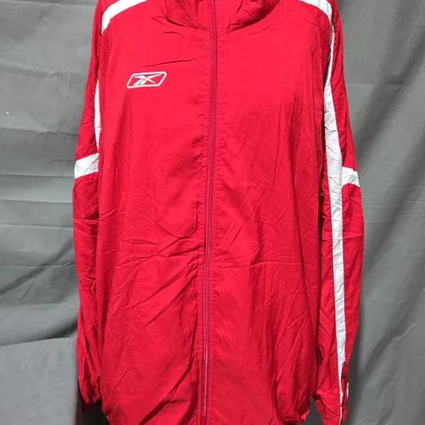 REEBOK WINDBREAKER JACKET IN RED/WHITE SIZE XXL